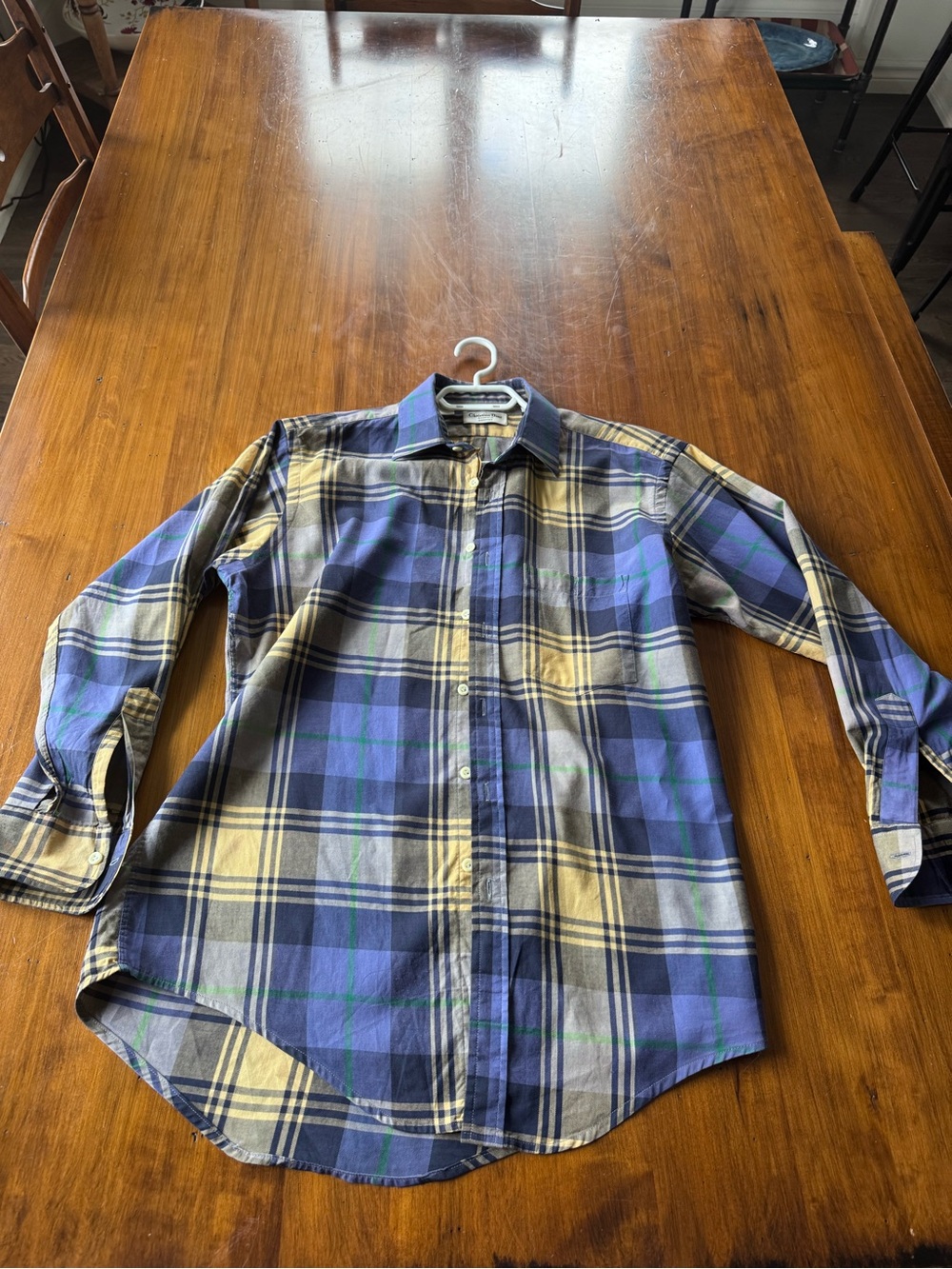 Dior Blue and Cream Plaid Button-Down Shirt